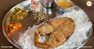 Goan fish thali served in a restaurant