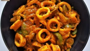 Squids or calamari chilly made in goan style